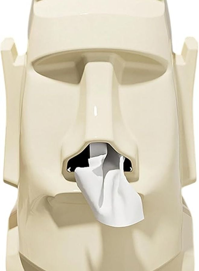 White Easter Island Statue Tissue Box Holder with Sunglasses Rack for Living Room Bathroom Office - Image 2